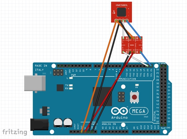 Arduino Mega + HMC5883L compass