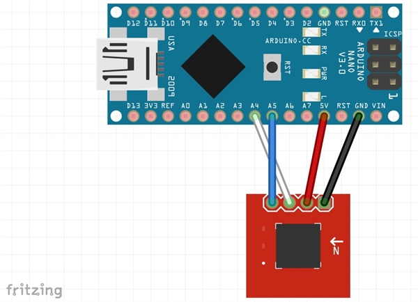 Arduino Nano + CMPS10 compass