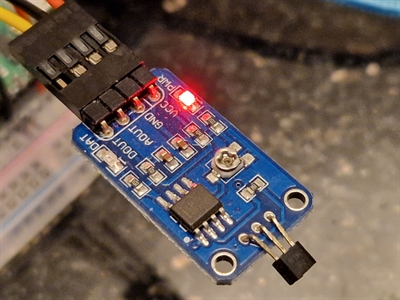 Raspberry Pi Pico W connected to a Hall sensor