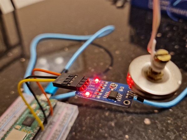 Raspberry Pi Pico W connected to a Hall sensor